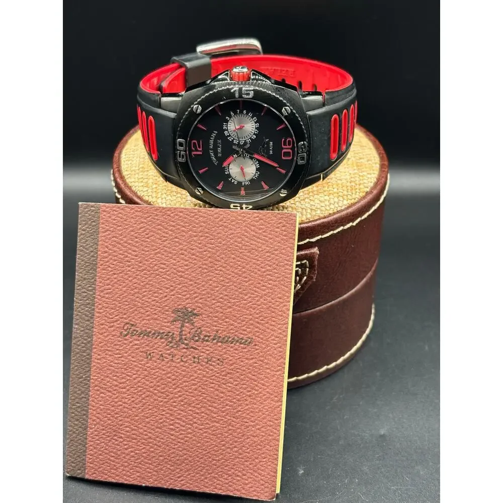 Tommy Bahama Relax TBRLX1033-A126 Reef Diver Black Red Silicone Men’s Watch